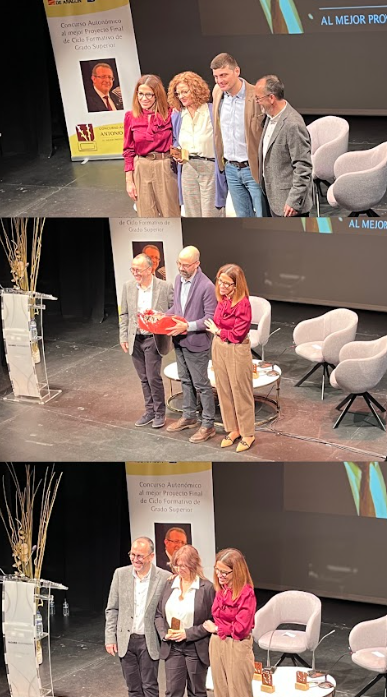 CPFIP Bajo Aragón brindó un homenaje a Doña Pilar esposa de Antonio, María Ángeles jubilada del centro y Daniel Elena creador de la estauilla en el concurso de Antonio Diestre. 